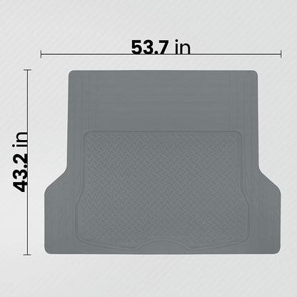 BDK Heavy Duty Rubber Cargo Mat Liner - All-Weather Trunk Protection, Trim-to-Fit Design for Cars, SUVs, Vans & Trucks - Non-Slip, Waterproof, Durable Cargo Floor Liner - 46" x 56.75" x 0.25" - Gray