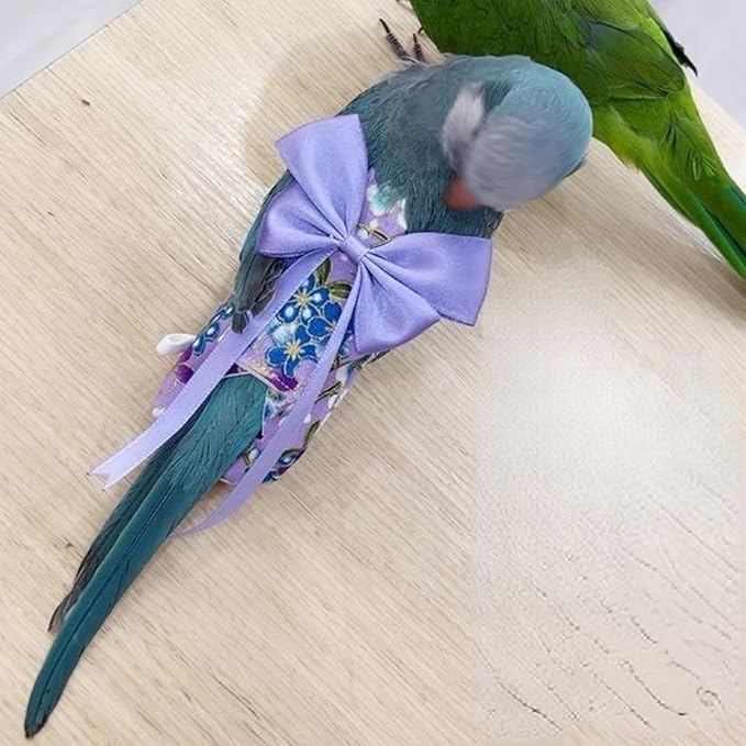 Bird Diaper Parrot Washable Diapers, Parrot Flight Suit, Reusable Nappies for Parakeet Cockatiel Mini Macaw Budgie Conure Lovebird (Beige,Macaw)