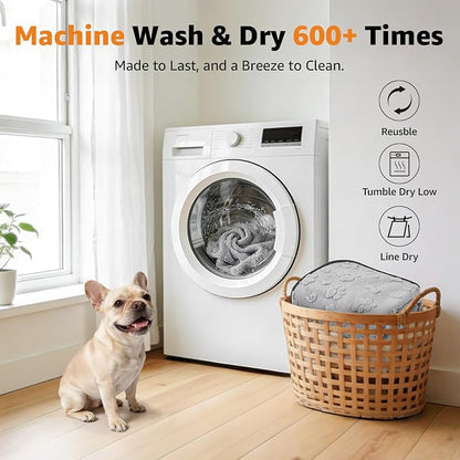 LOOBANI Washable Puppy Pads Waterproof 36"x24", 4 Pack, Gray | Soft Reusable Pee Pads For Dogs, Floor, Crate, Bed, Incontinence, Housebreak, Fast Absorbent, Non-Slip, Leakproof