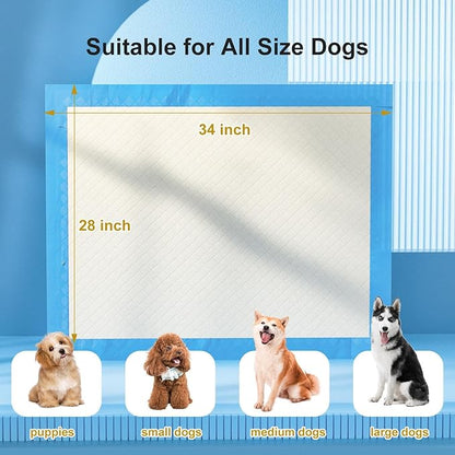 Gardner Pet Ultra Absorbent Thicker Dog Pee Pads Extra Large XL 28"x34" Leak-Proof Odor-Control Blue Puppy Training Pads Full Edge-Wrapping Pad for Dogs, Puppies, Doggie, Cats, Rabbits - 50 Ct