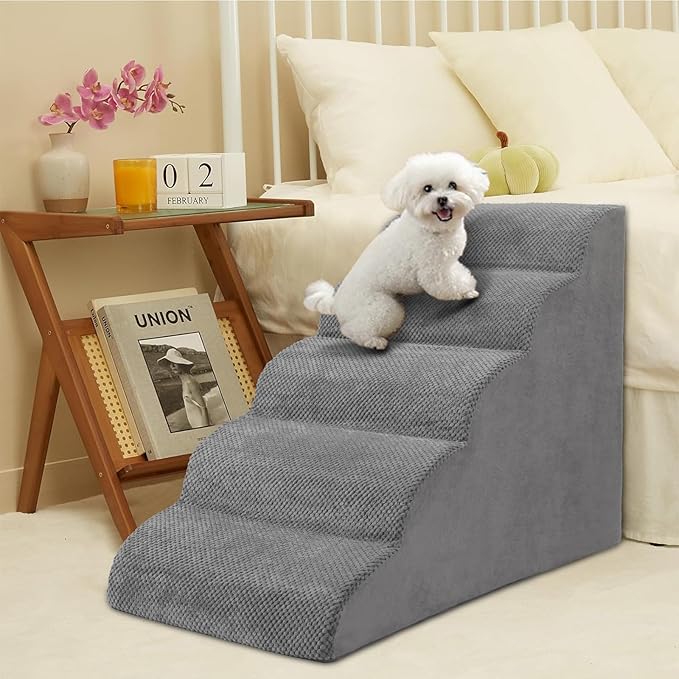 Dog Stairs for Small Dogs, High Density Foam Dog Steps, Extra Wide Non-Slip Pet Ramp for High Beds Or Couch, Soft Doggie Ladder for Dogs Injured, Older Pets, Small Cats