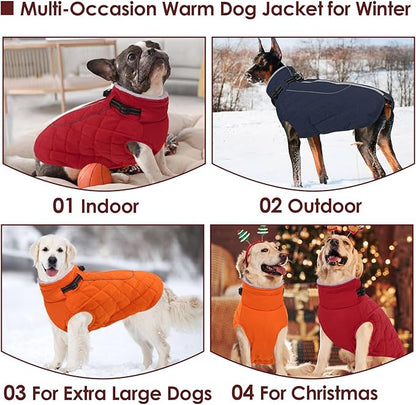 AOFITEE Winter Jacket for Extra Large Dogs, Warm Turtleneck Dog Coat with Back Zipper, Waterproof Dog Puffer Coat for Large Dogs, Pet Snowsuit Warm Snowsuit for German Shepherd, Weimar, Doberman