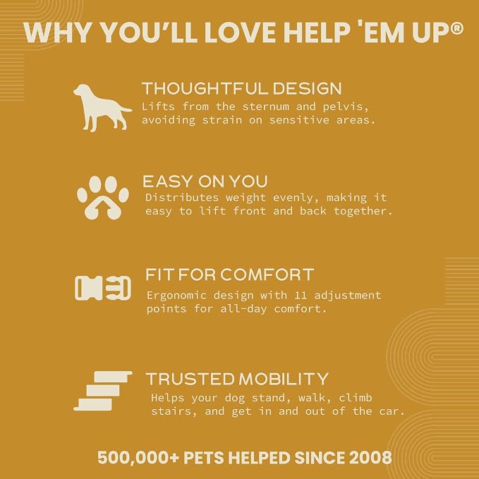 Help 'Em Up® Dog Lift Harness, Full Body Support, Small U-Band (25-45 lbs)