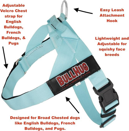 Adjustable Dog Harness– No Pull, No Choke – for English Bulldogs, French Bulldogs, Pugs & Broad-Chested Breeds – Easy, Safe Walks (Blue TAN Plaid, Small)