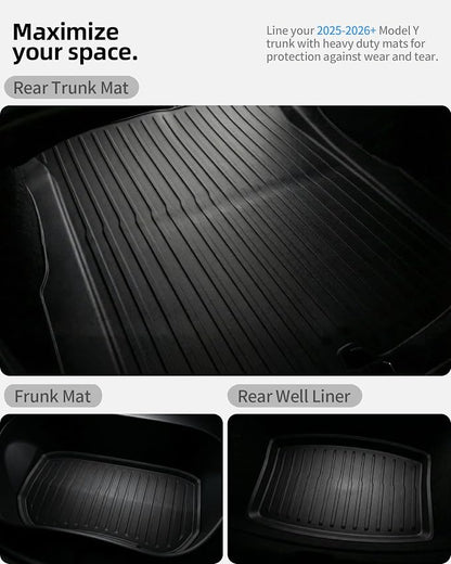 All Weather Cargo Liners for Tesla Model 3 Highland 2024/2025/2026 Accessories Trunk Mats,Frunk Rear Trunk Tray Mats