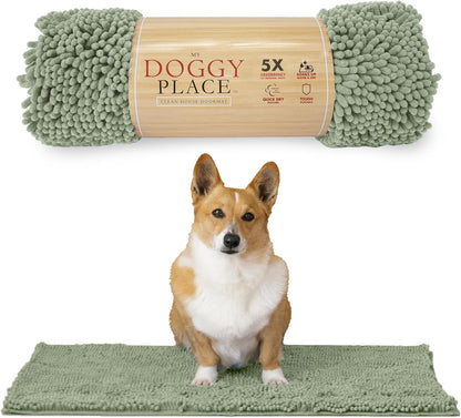 My Doggy Place Microfiber Dog Mat for Muddy Paws, 31" x 20" Sage - Absorbent and Quick-Drying Dog Paw Cleaning Mat, Washer and Dryer Safe - Non-Slip Rubber Backed Dog Floor Mat, Medium