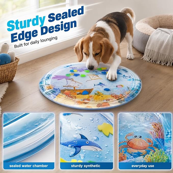 Cat Water Mat with Fish, 2026 New Interactive Cat Mat, Cat Mat for Indoor Activity, Portable Pet Water Play Mat for Cats and Dogs，B：Small,25"