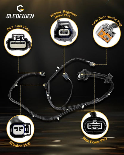 Rear Door Wiring Harness, Compatible with 2009-2014 Ford F150 Crew Cab | Left Driver Side, LH Door Jumper Wire Assembly, Replace# 9L3Z-14631-CAA, 9L3Z14631CAA