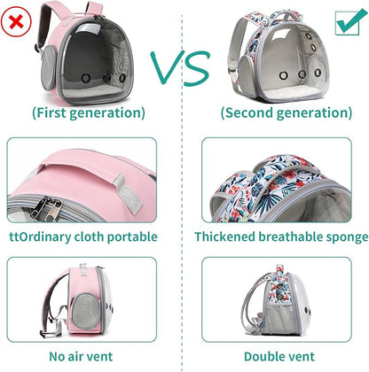 Portable Travel pet Backpack Carrier Hamster Bag Guinea Pig Bird Small Dog cat Turtle Carrier Rabbit Cage Squirrel Bearded Dragon Breathable Hangbag (Hua)