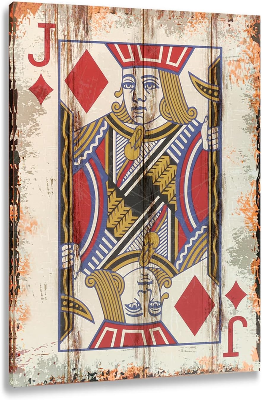 TREEPERI Poker Canvas Wall Art Print Jack of Diamonds Game Room Wall Art Print Wall Decor Prints Poster With Framed