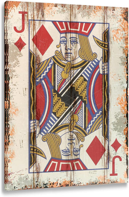 TREEPERI Poker Canvas Wall Art Print Jack of Diamonds Game Room Wall Art Print Wall Decor Prints Poster With Framed