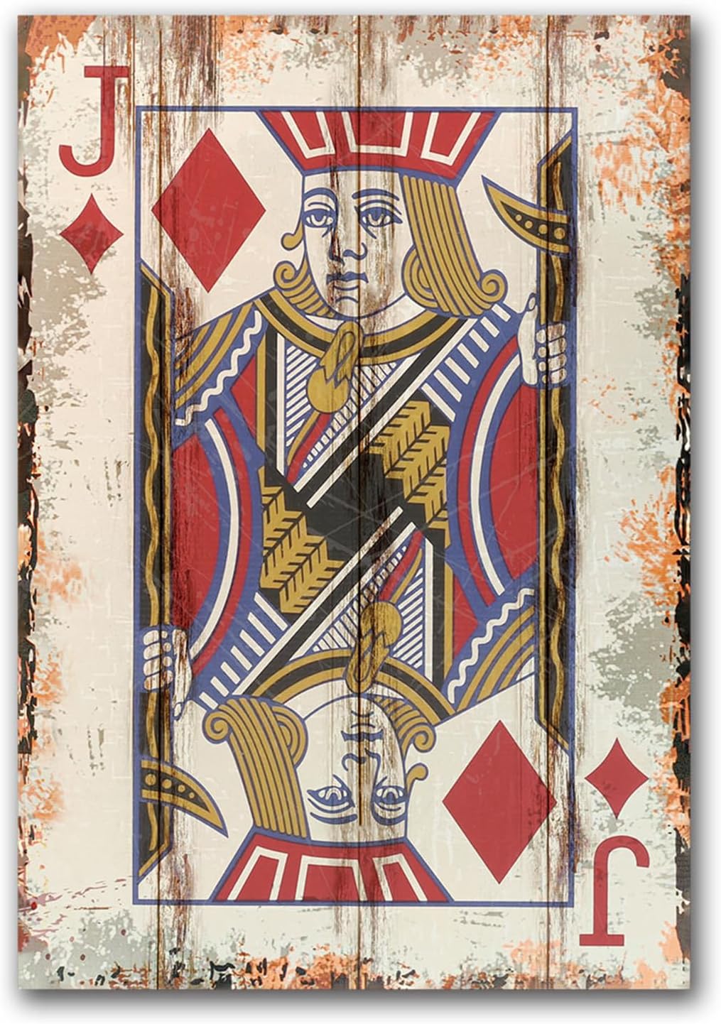 TREEPERI Poker Canvas Wall Art Print Jack of Diamonds Game Room Wall Art Print Wall Decor Prints Poster With Framed