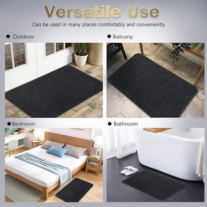 ITSOFT Dirt Trapper Indoor Door Mat & Entrance Rug for Wet Muddy Shoes and Pet Paws, Non-Slip Machine Washable, Shoe Scraper, Absorbent Welcome Dog Mat for Front Door, Entry Way (35x24, Dark Gray)