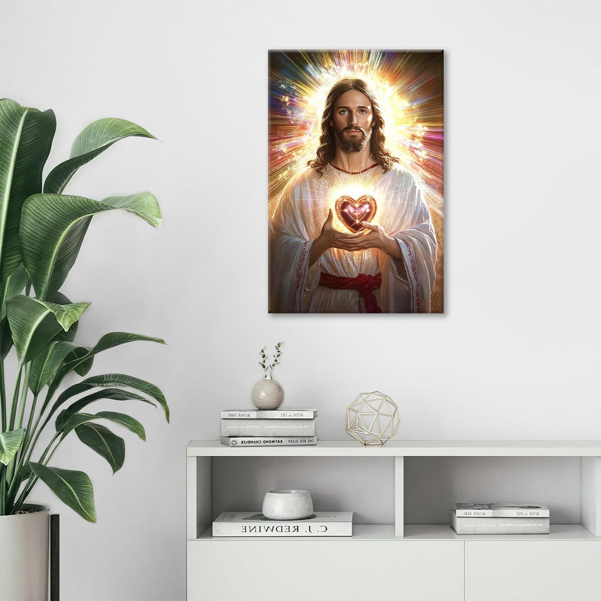 Christian Jesus Wall Art Religion Canvas Wall Decor Prints Framed Painting Jesus Pictures Gifts Artwork for Bathroom Living Dining Church 16"x24"