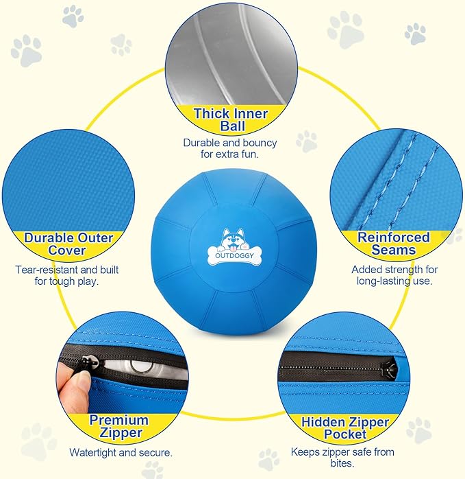 Herding Ball for Dogs 22 Inch - Dual-Layer Heavy Duty Herding Ball for Australian Shepherds, Border Collies & Cattle Dogs | Outdoor Herding Toy for Medium/Large Dogs - Backyard Training and Play-Blue