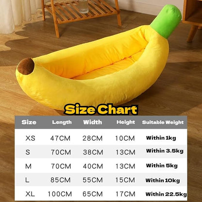 Banana Pet Bed for Small Dogs and Cats, Cozy Enclosed Calming Cave Bed with Removable Plush Cushion for Indoor Kittens Puppies Small Pets (Banana Bed, X-Large)