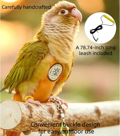 MANON ROSA Bird Diapers Leash Set Washable Reusable Handmade Flight Suit Waterproof Inner Layer - Protective Parrot Nappy Clothes Parakeets Macaws Budgies Canaries (Yellow1,Budgie)