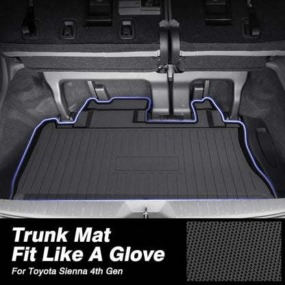 KUST Trunk Cargo Mat for 2021-2025 2026 Toyota Sienna with Spare Tire, All Weather Rear Cargo Liner Custom Fit Sienna Accessories TPE Rubber High Edge (Only for Sienna with Spare Tire)