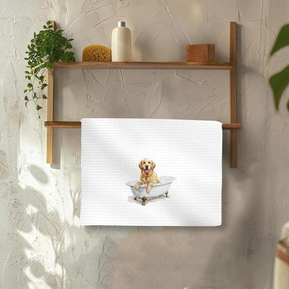 Funny Golden Retriever Dog Hand Towels Set of 2, Gifts for Golden Retriever Dog Owners Lovers, Puppy Pet Decor for Bathroom, Pet Lovers Gifts Toilet Hand Towels for Bathroom Washroom, 16x24In