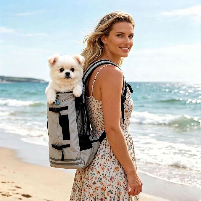 Big Dog Backpack Carrier, Green-L | Extra Large Pet Carrier for 66lbs Dogs, Fully Adjustable Water-Resistant Dog Travel Bag for Hiking Cycling Outdoor Adventures