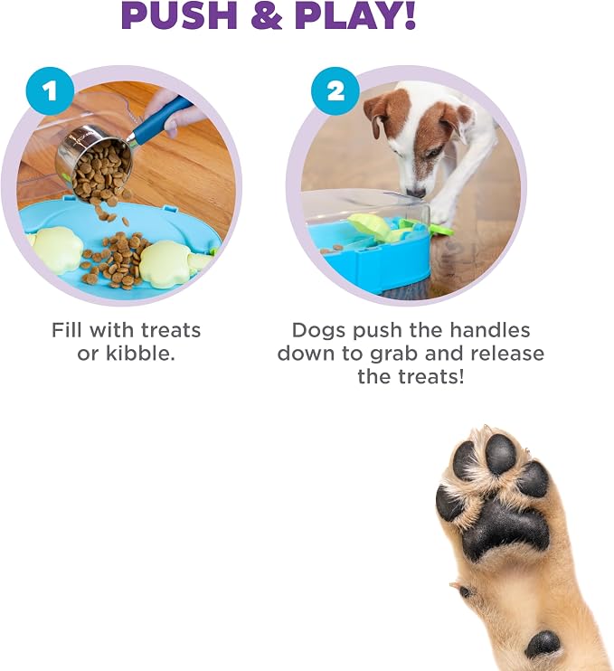 Outward Hound Nina Ottosson Paw N' Play Interactive Dog Treat Puzzle, Level 2 Intermediate Dog Enrichment Dog Toy, Blue, Small