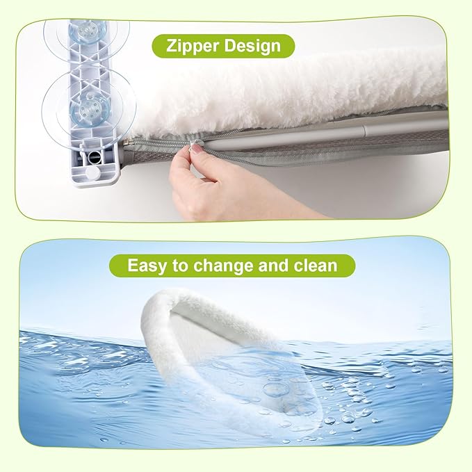 Cat Window Perch, Cordless Cat Hammock, Foldable Cats Window Bed for Large Cats with 4 Strong Suction Cups, Solid Metal Frame and Removable Cushion Bed Cover