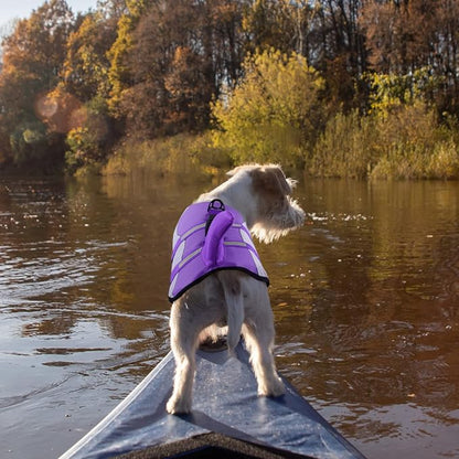 Dog Life Jacket with Rescue Handle - Adjustable Reflective Dog Shark Life Vest for Large Dogs, Purple