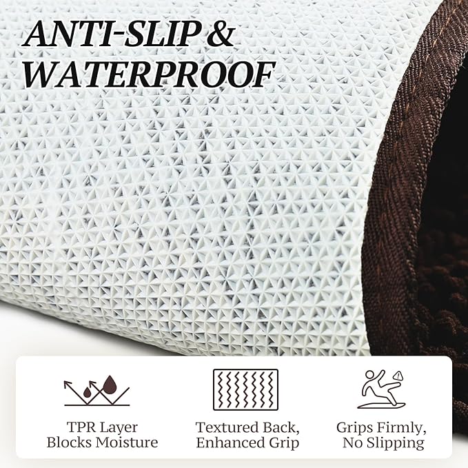VIVAGLORY Dog Door Mat Absorpmax Dog Rug for Muddy Paw, Mat for Muddy Paw Door Indoor Floor Entryway, Waterproof Washable & Water Absorbent Dirt Trapper, 31" × 20", Brown