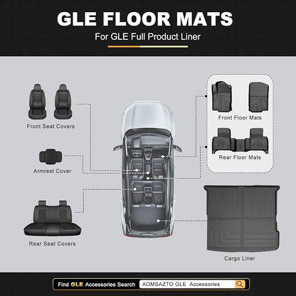 Floor Mats for Mercedes Benz GLE 2016-2019 & ML Class 2012-2015 350/400 | 63 AMG S, All Weather TPE Floor Liners Custom Fit GLE & ML Car Mats, Black