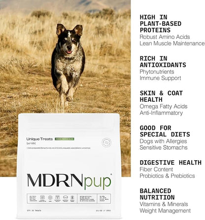 MDRNpup® Unique Dog Treats, Human Grade and All-Natural, Only Five Ingredients, High Protein - Amino Acids, Nothing Artificial, Soft Baked in The USA (13.2 Ounce, Veggie Protein Blend)
