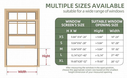 FLYZZZ 4 Packs Adjustable Window Screen Horizontal (15.74''H x 21''-40''W) Expandable Window Screen Medium Replacement for Home