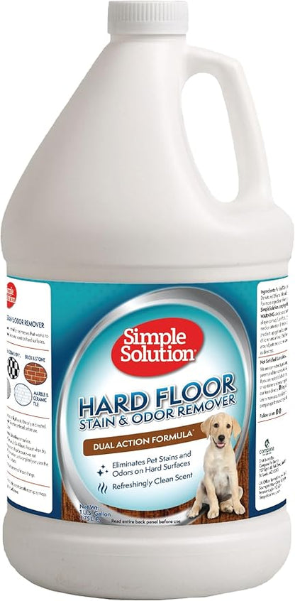 Simple Solution Hard Floor Pet Stain and Odor Remover, Dog Stain and Odor Eliminator Spray, Enzyme Cleaner, Pet Urine Remover for Hardwood Floors, Pee and Poop Destroyer, 1 Gallon