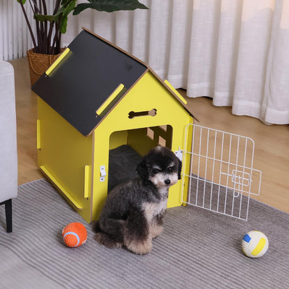 Dog House Indoor for Small Dogs or Cats, Cozy Wooden Design, Small Indoor Bed House, with Air Vents and Elevated Floor Warm Dog Cave