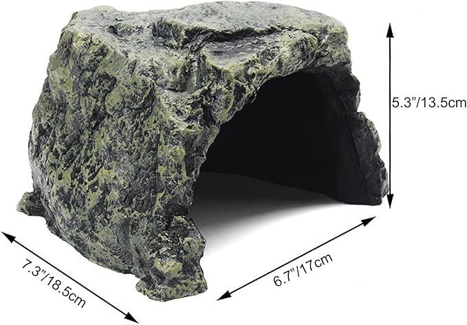 Besimple Aquarium Fish Hide Cave Decoration, Reptile Rock Hideouts Stone Cave Hide House Fish Tank Aquarium Accessories for Betta Shrimp Turtle Amphibians Small Lizards(Rock Hide Cave)