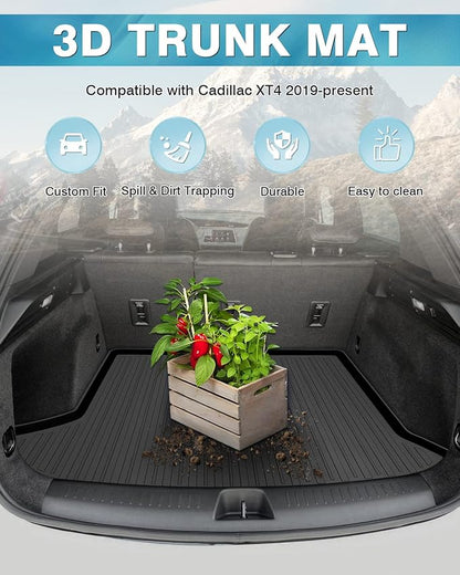 Mixsuper Custom Fit Cargo Liner for 2019-2025 Cadillac XT4 All Weather Trunk Liner Rear Cargo Mat Anti-Slip Durable Black
