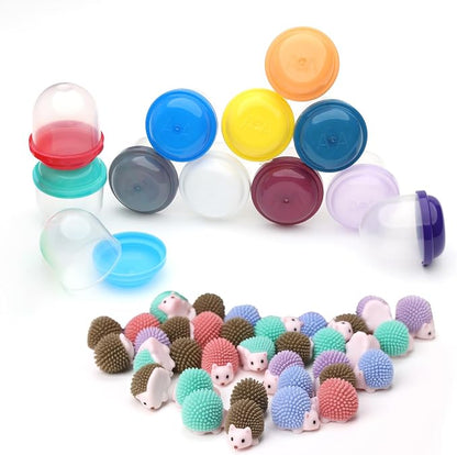 Hedgehog Mini Toys for Kids in Capsules - 100 Pcs of 1.1 Inch Plastic Capsule & Hedgehog Toy Figurines for Kids - Bulk Toys in Capsules - Easter Basket Stuffers