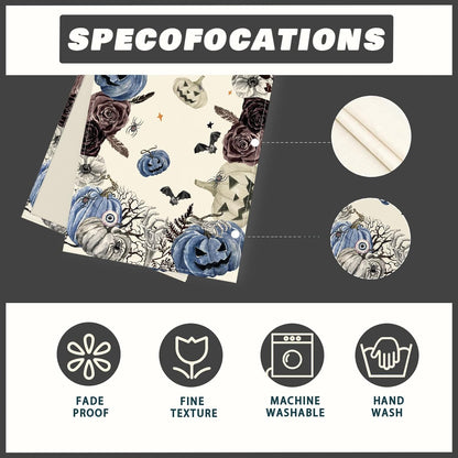 XCHI Spooky Blue Pumpkin Halloween Table Runner Party Table Decoration for Home Kitchen Dining Holiday Decor 13x36 Inch