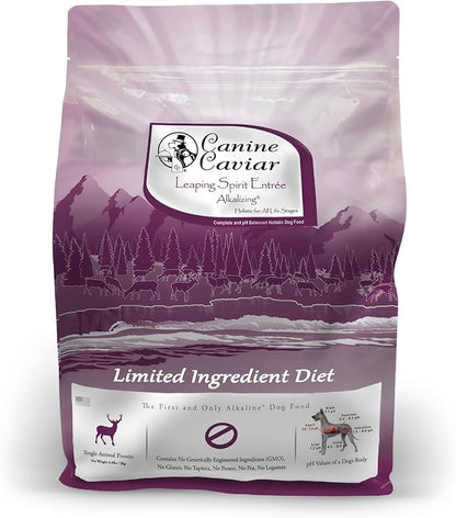 Canine Caviar - Leaping Spirit: Venison & Pearl Millet Alkaline Dry Dog Food, Limited Ingredients, Gluten-Free, Based on Science & Research, Veterinary Alternative Diet (4.4 Pound Bag)