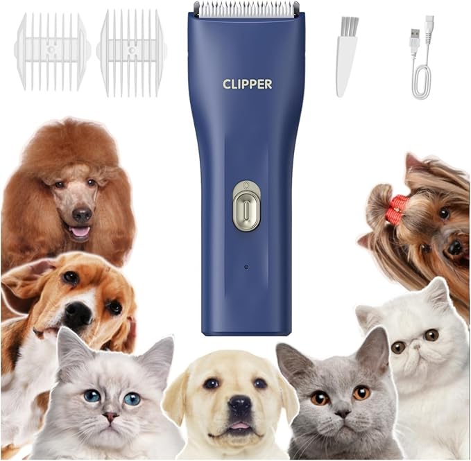 Dog Clippers,Quiet Washable USB Rechargeable Cordless Dog Grooming Kit,Electric Pets Hair Trimmers Shaver Shears for Dogs and Cats
