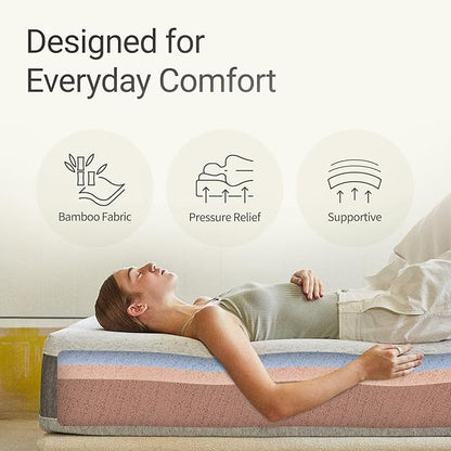 LIFEMENT, Essential 12 Inch Copper Infused Cooling Gel Memory Foam Mattress, Medium Firm, Fiberglass Free, Pressure Relief, Safe & Certified Foams & Cover (Gray, Queen (U.S. Standard), 12, Inches)