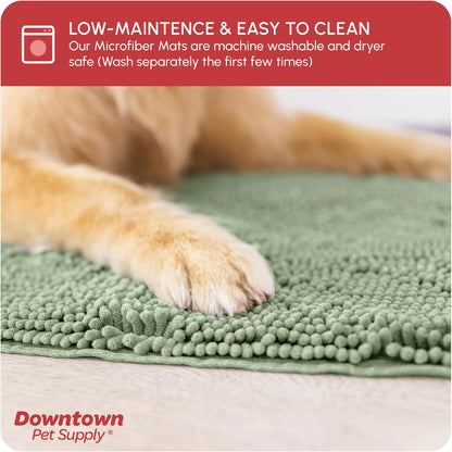 My Doggy Place Microfiber Dog Mat for Muddy Paws, 60" x 36" Sage - Non-Slip, Absorbent and Quick-Drying Dog Paw Cleaning Mat, Washer and Dryer Safe - X-Large/Runner
