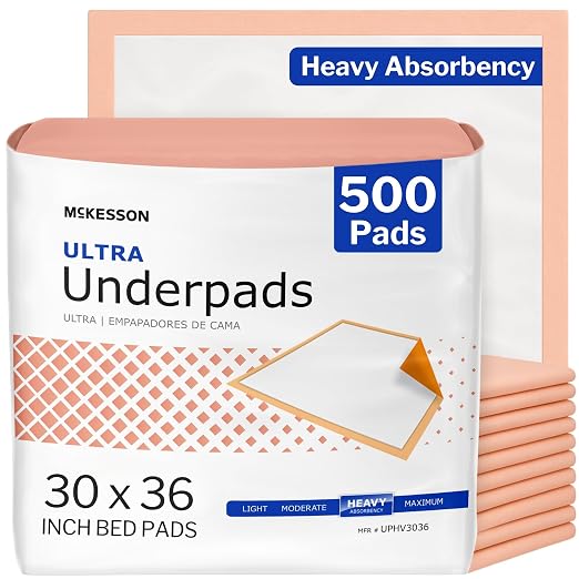McKesson Underpads Bed Pads, Heavy Absorbency, 30 x 36 in, 500 ct | Chux Pads for Adults and Elderly, Baby Changing, Pee Pad for Pets