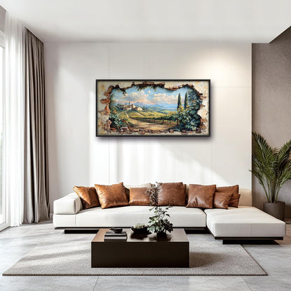 Large Farmhouse Country Landscape Wall Art for Living Room, Rustic Countryside Canvas Oversized Wall Decor, Vintage Scenery Framed Pictures Painting Print Artwork for Bedroom Office 60L" x 30W"