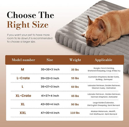 Large Orthopedic Dog Crate Bed with Waterproof Lining, Soft Short Plush Surface & Egg Crate Foam for Calming Puppy, Machine Washable Pet Bed with Removable Cover & Anti Slip Bottom