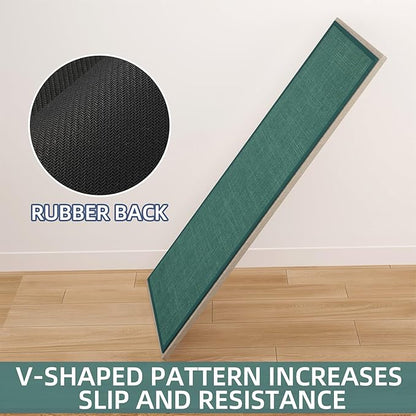 Kitchen Mat Set of 2 PCS, Christmas Cushioned Non Slip Rugs for Kitchen Floor, Absorbent Runner Comfort Standing Mats Washable for Kitchen, Office, Home (Green, 17.3"x47"+17.3"x30")
