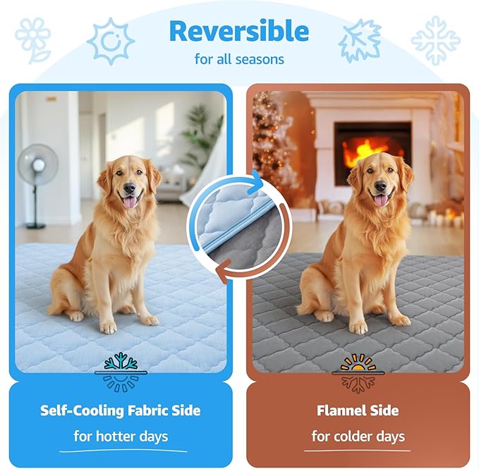 LOOBANI Dog Cooling Mat - Dog Cooling Pad Durable, Cool Blanket Machine Washable, Large Pet Cool Mat for Outdoor, Indoor (Blue, 28"x48")