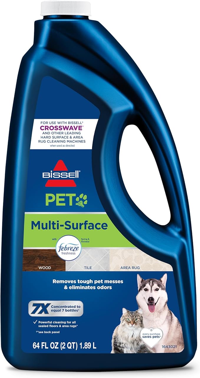 Bissell Multi-Surface Pet Formula with Febreze Freshness, 22951, 64 Fl Oz, Use on Sealed Hard Floors, and Area Rugs, Removes Tough Messes, Febreze Freshness