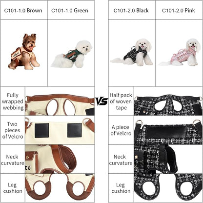 Wakytu Dog Lift Harness Dog Carrier Sling for Small Dogs & Cats,M | stylish puppy sling carrier with handle & pocket,adjustable leash,walking & travel