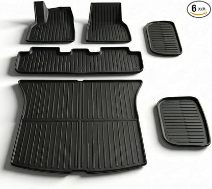 6 Pcs for Tesla Model Y Juniper Accessories 2025 2026 (Not Fit Standard) All Weather TPE Anti-Slip Floor Mats & Cargo Liner Front Frunk Rear Trunk Mats, 5-Seater