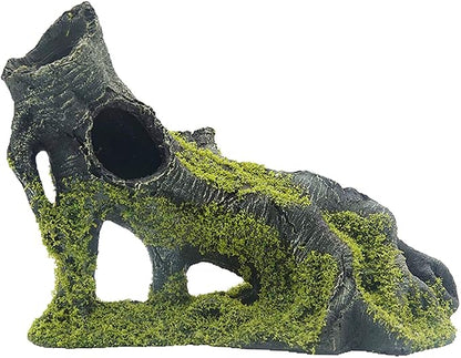 Aquarium Artificial Tree Hole Resin Aquarium Ornament, Resin Tree Stump Branch for Reptile Habitat Decoration, Tree Trunk Fish Tank Decoration Aquarium Hideaway Rock Cave House Hide Hut